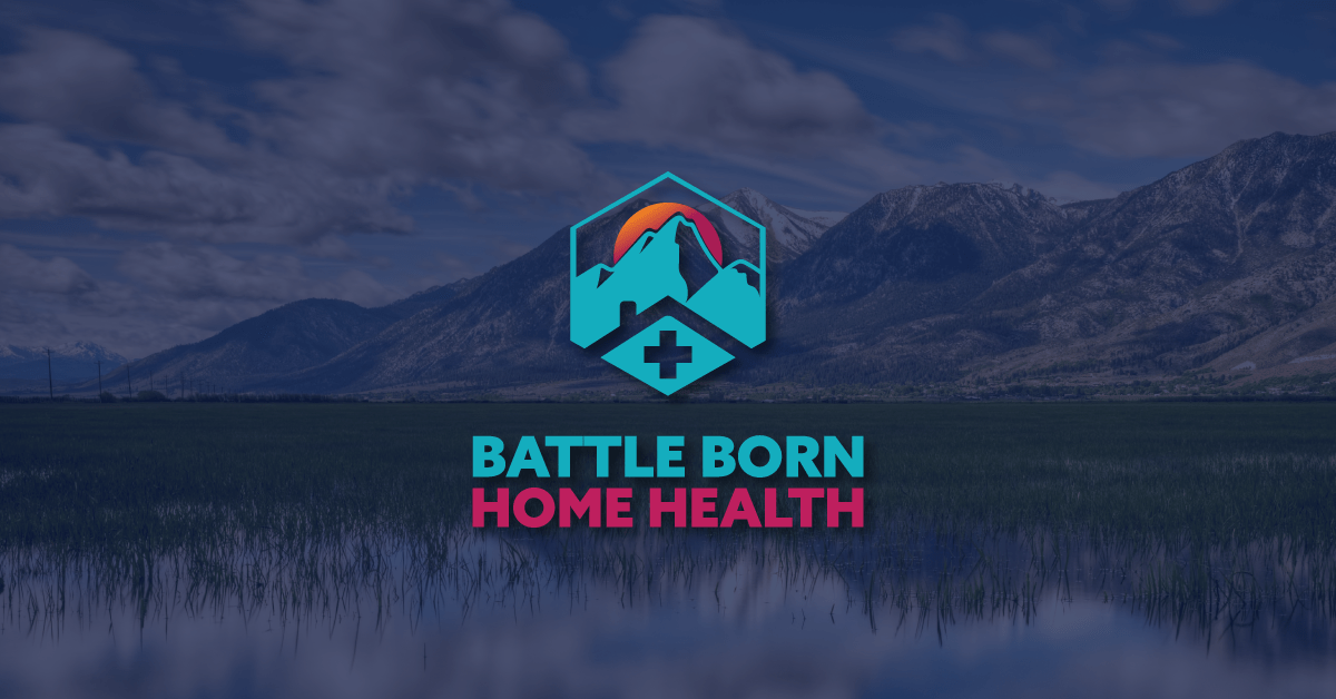Battle Born Home Health Logo in front of Carson Valley mountains near Gardnerville, Nevada